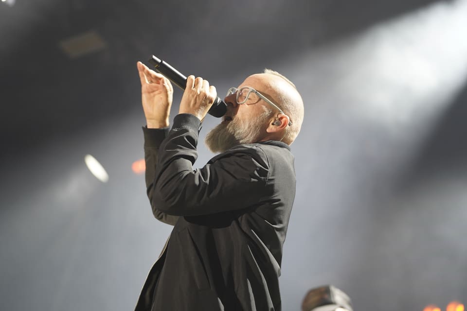 Thomas D von den Fantastischen Vier während ihre Konzerts am Open Air Lumnezia.