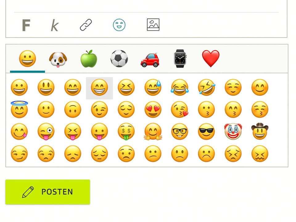 Emoji-Auswahl im Treff