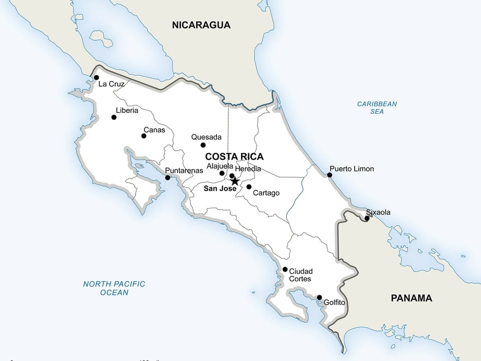 Politische Karte Costa Ricas