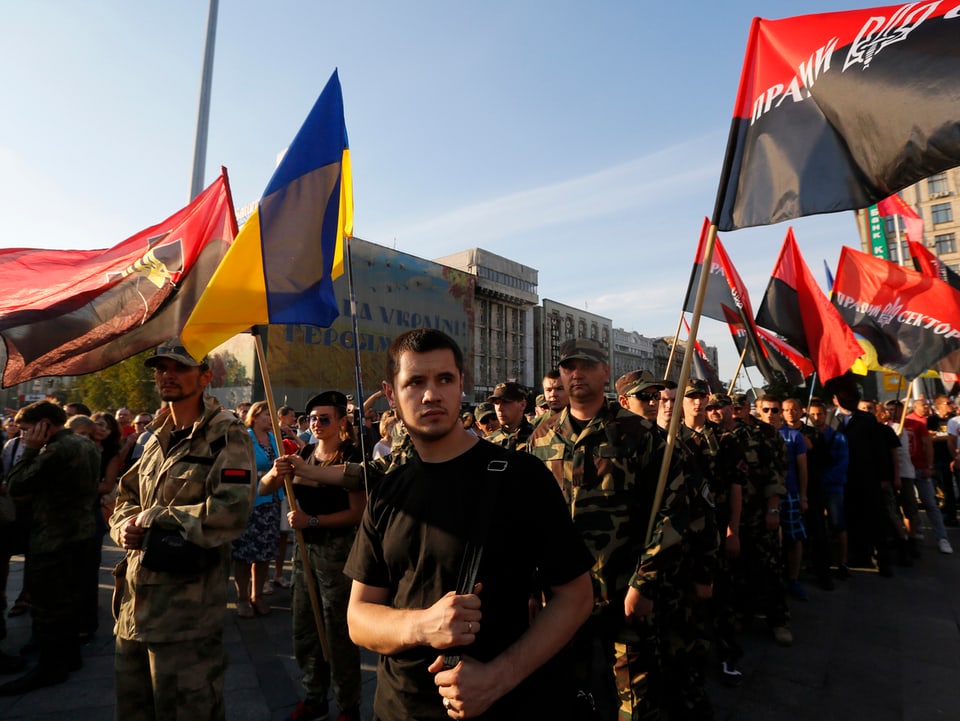 Protestler des rechten Blocks in Kiew.
