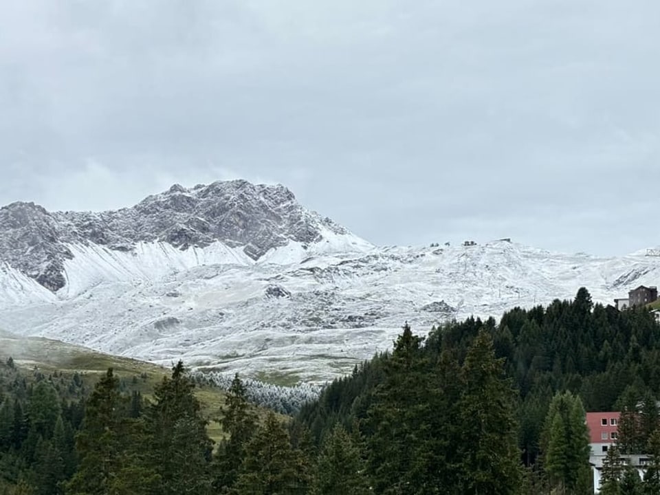 Blick Richtung Hörnli, ob Arosa. Dort lag erster Schnee.