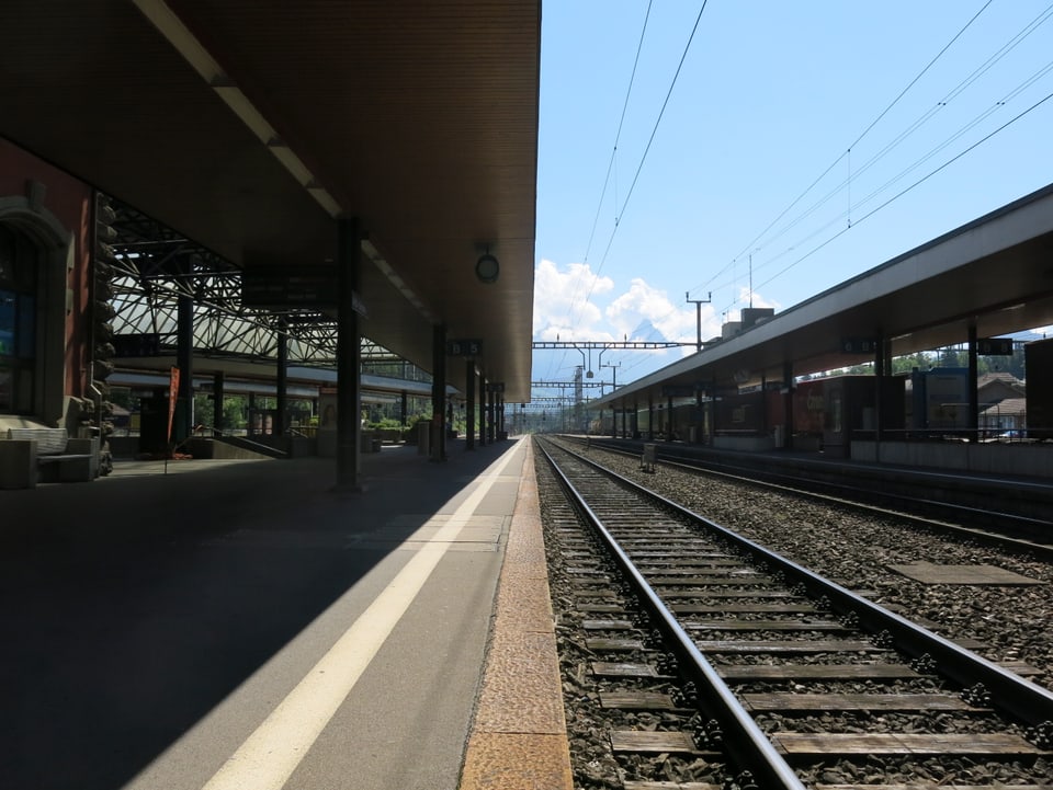 Bahngleis im Bahnhof Arth Goldau.