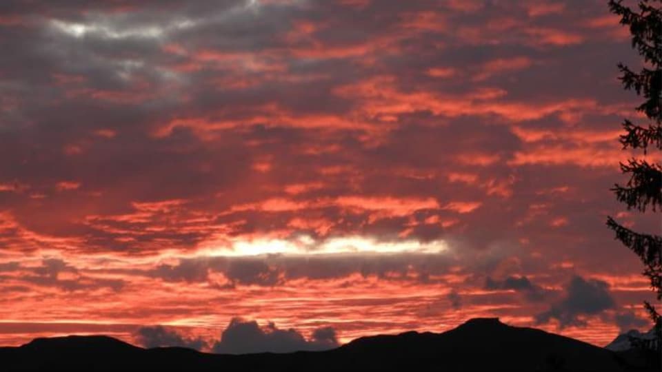 Cotschen da la saira, fotografà davent dal Cuolm Selvadi.