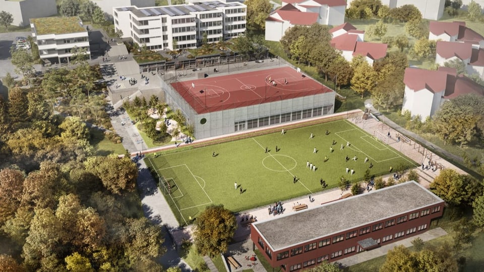 Visualisierung des geplanten neuen Schulareals von Emmen.