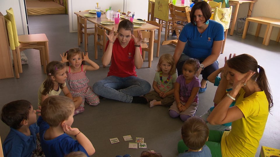 Szene in Kinderkrippe.