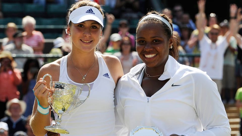 Belinda Bencic und Taylor Townsend nach dem Wimbledon-Final bei den Juniorinnen. 
