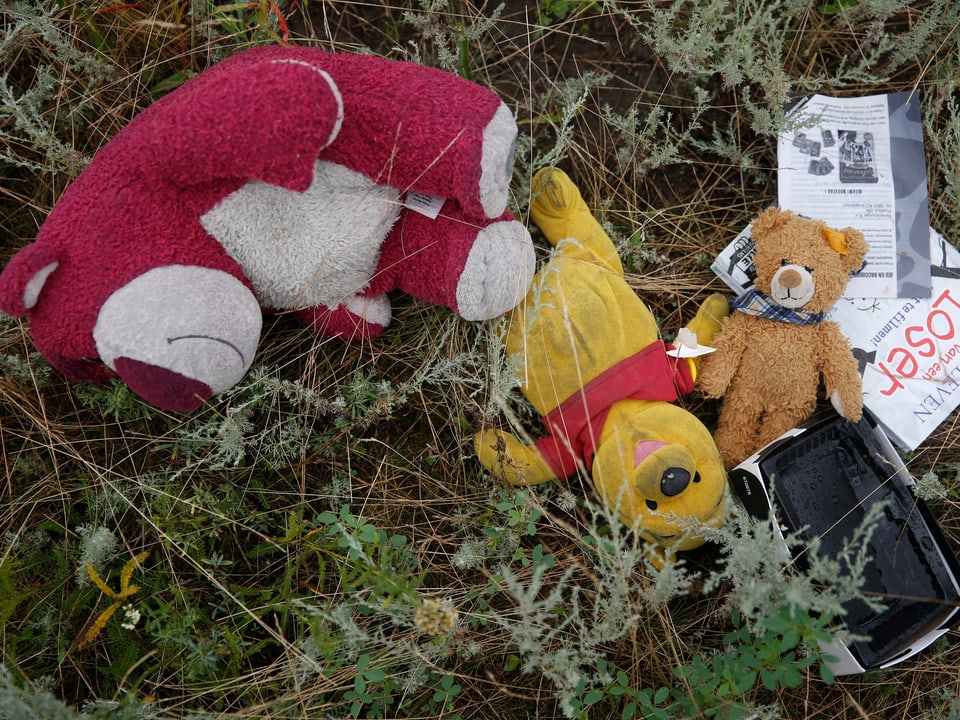 Teddybären, Bücher, iPods und tausende Sachen, die die Passagiere des Flugs MH17 in die Ferien mitnehmen wollten, liegen noch immer an der Absturzstelle.