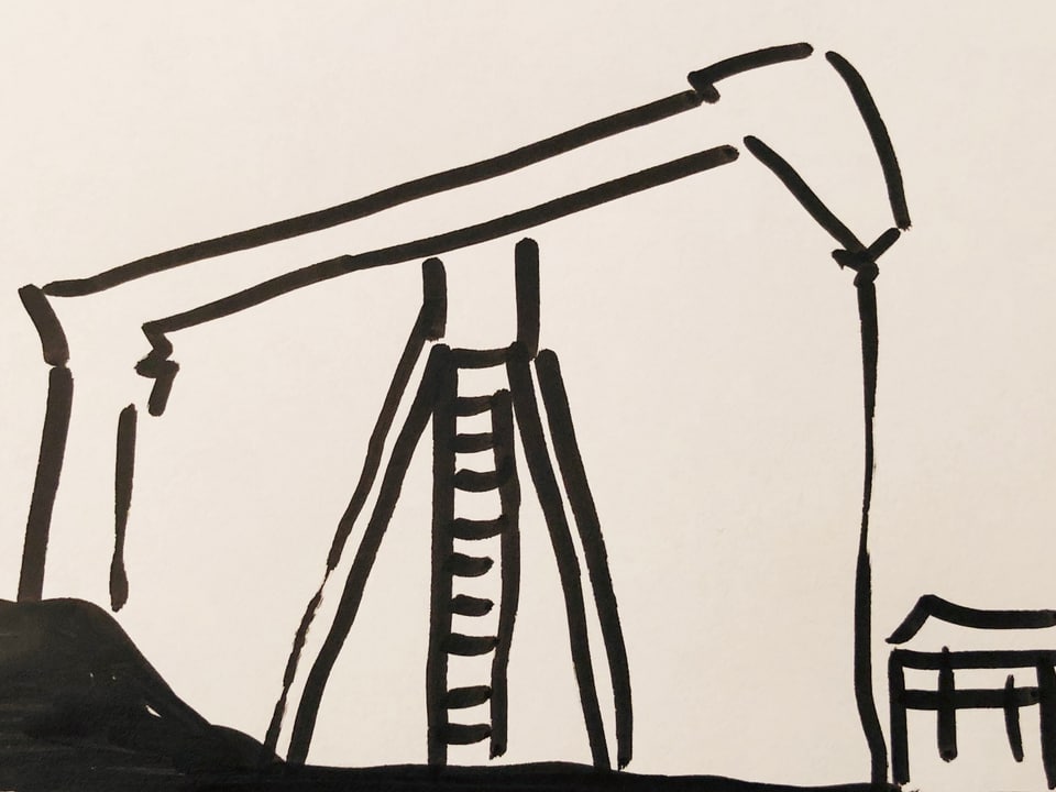 Skizze mit Erdöl-Förderung