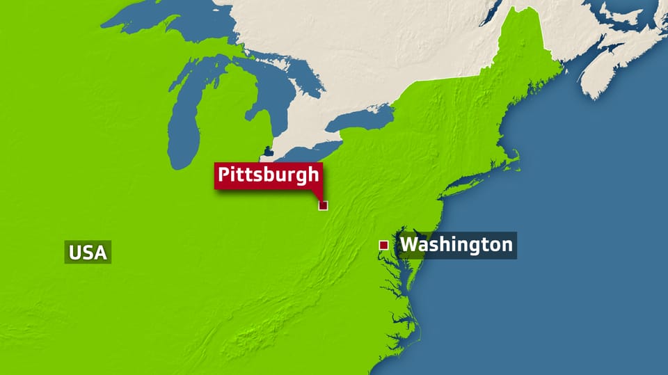 Karte mit der Lage von Pittsburgh.
