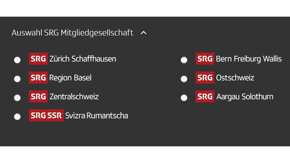 Auswahl SRG Mitgliedgesellschaft