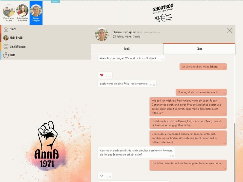 Screenshot aus der interaktiven Geschichte.