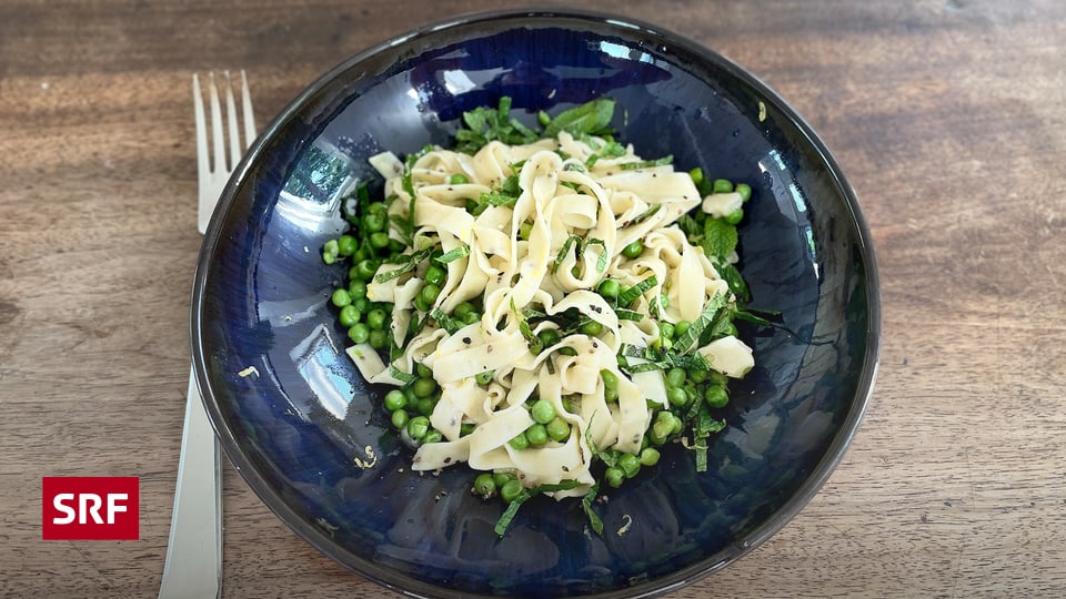 Tagliatelle mit Erbsen, Parmesan &amp; Minze - A point - SRF