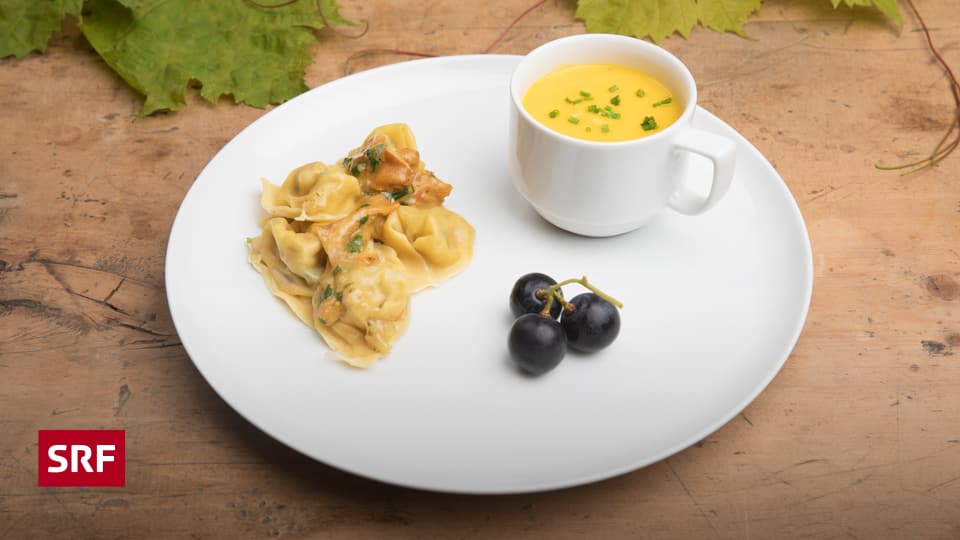 Rezepte 2017 - Riesling-Kürbis-Süppchen mit Eierschwamm-Tortellini ...