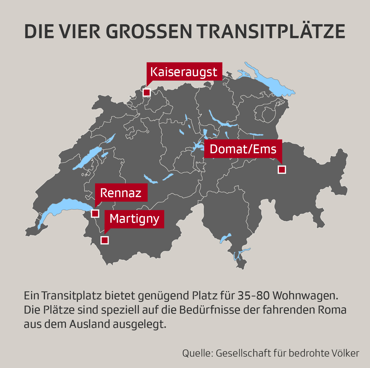 Infografik zu den Roma-Transitplätzen in der Schweiz